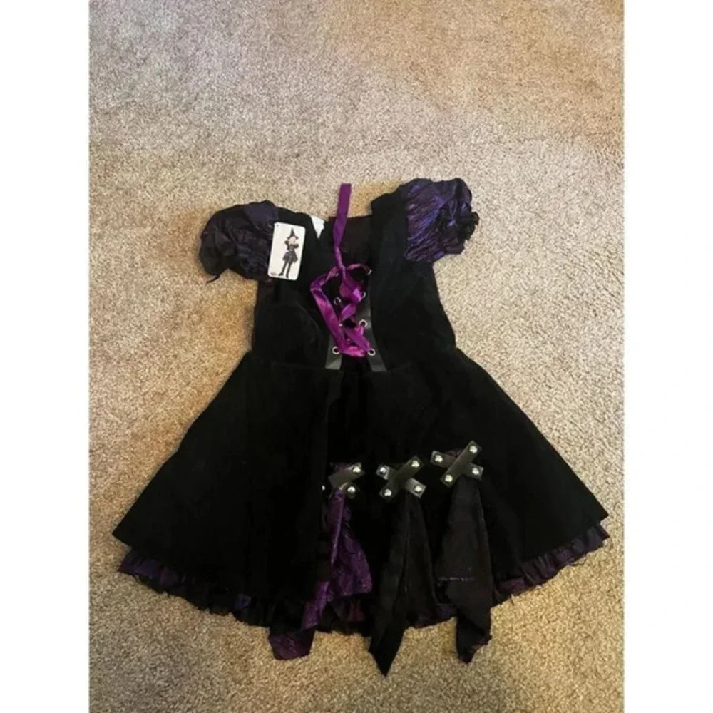 Purple punk Witch Halloween costume size L 12-14 kids